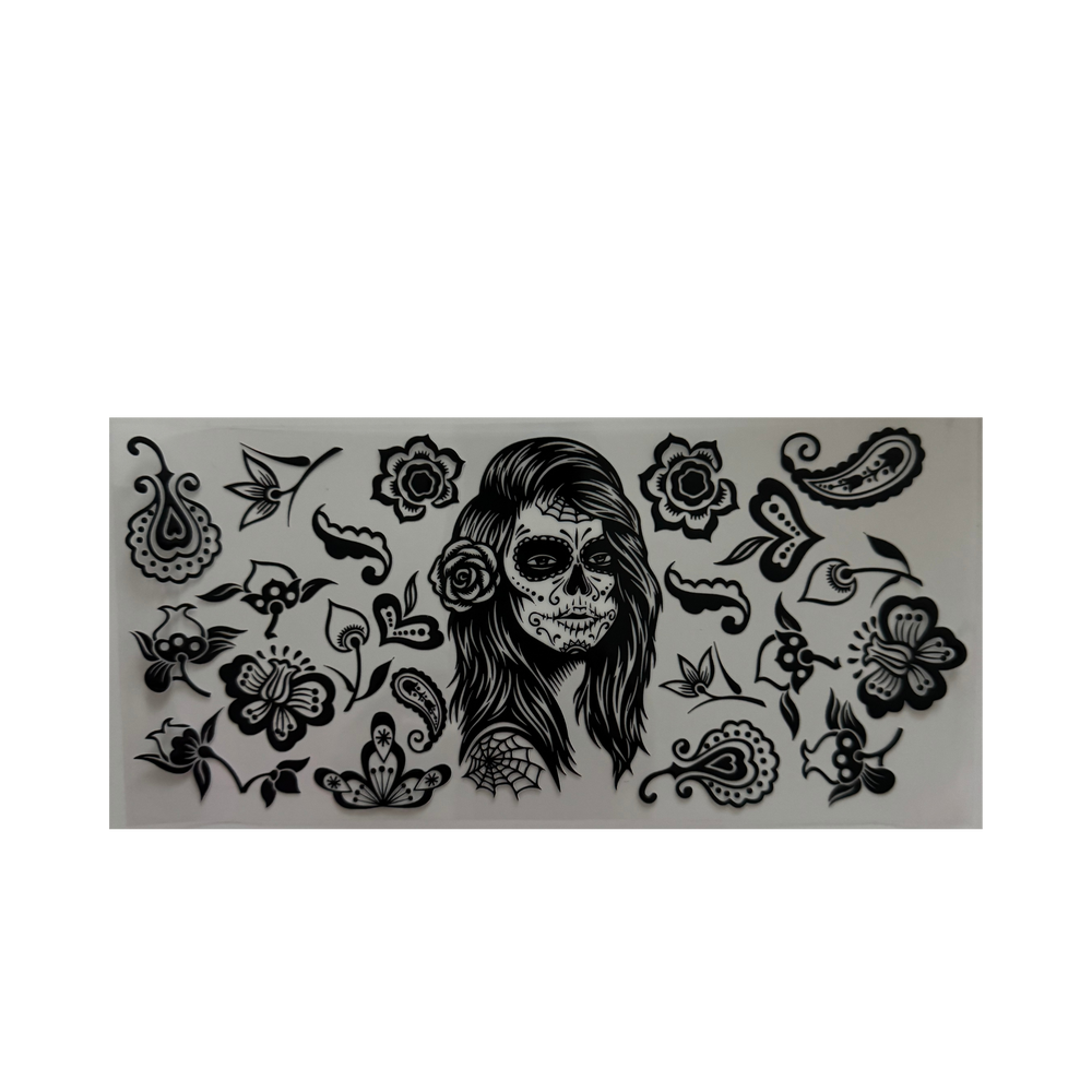 B&W Floral Skull