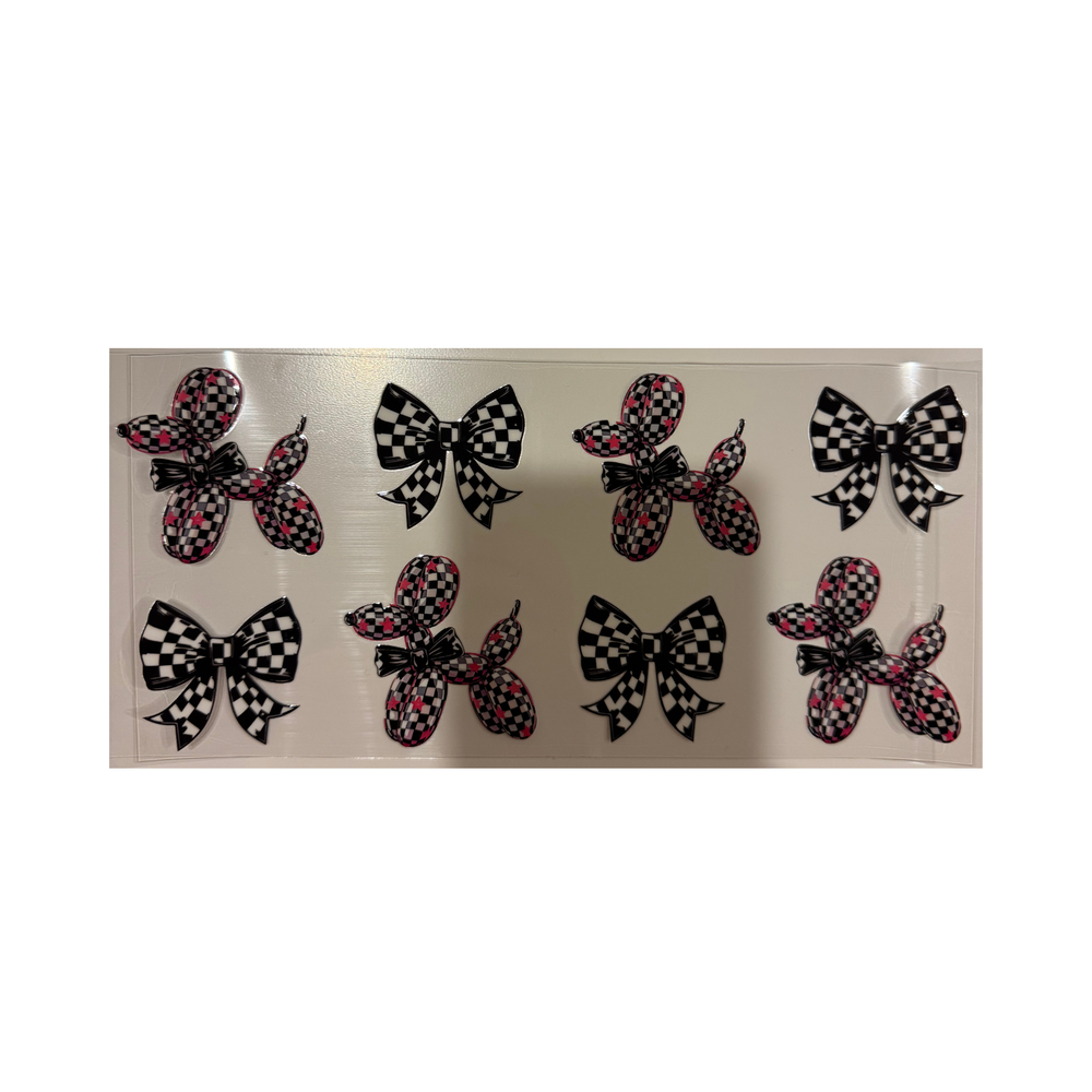 Checkered Balloon Dog w/ Bows