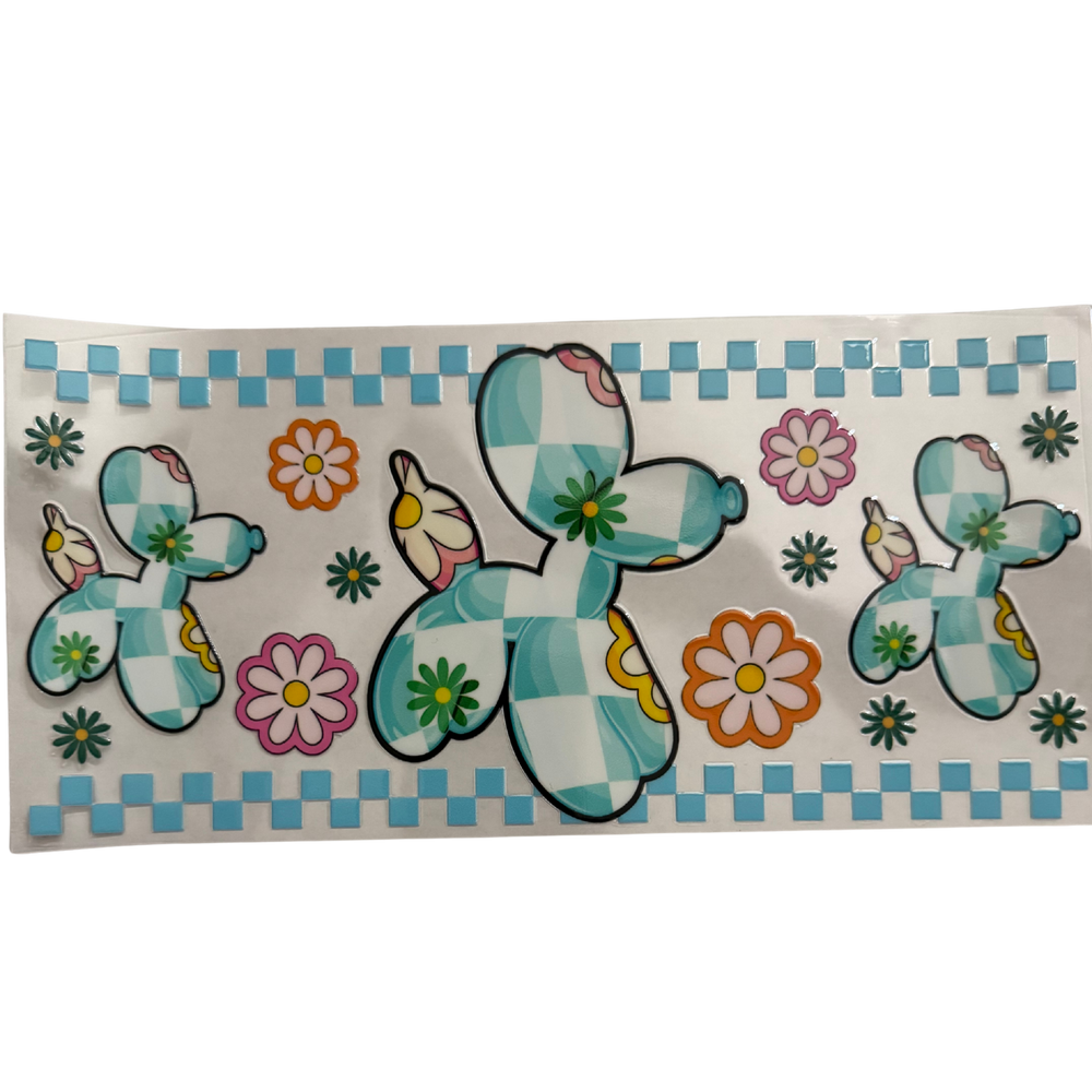 Blue Checkered Balloon Dog