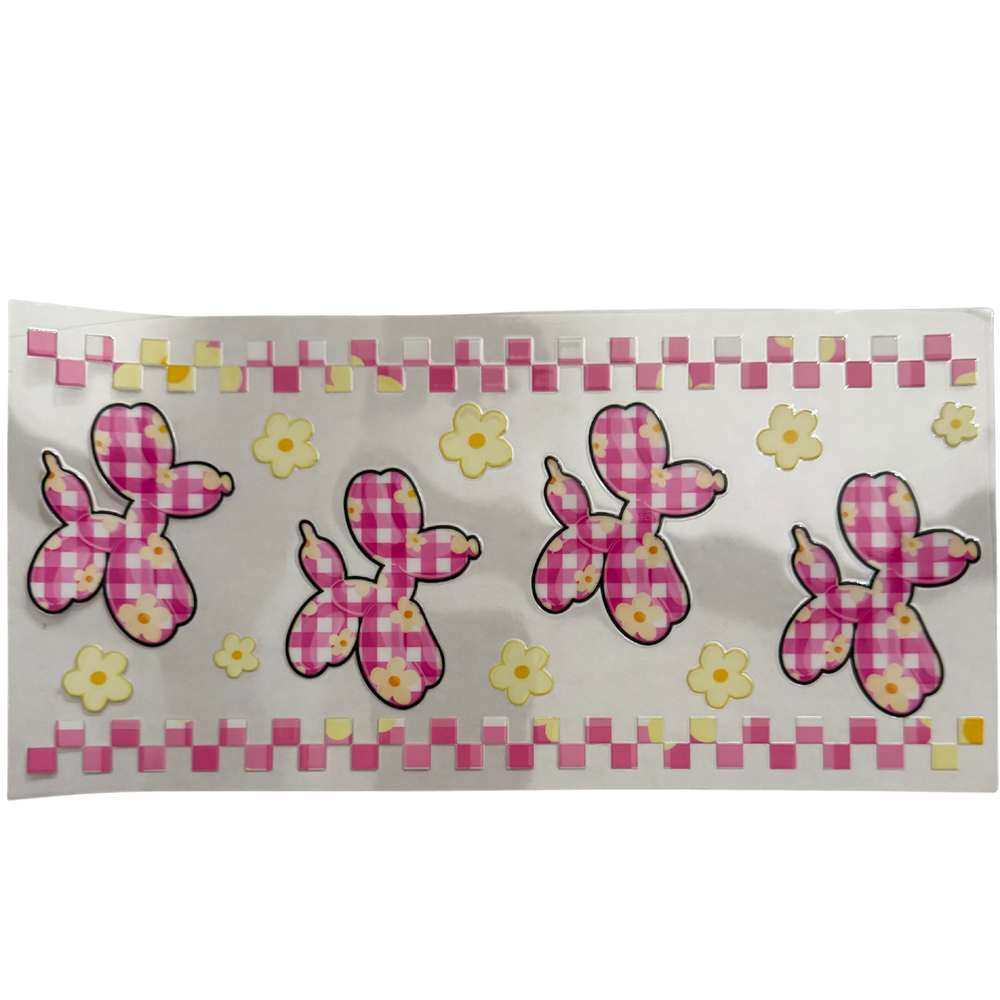 Pink Gingham Balloon Dog