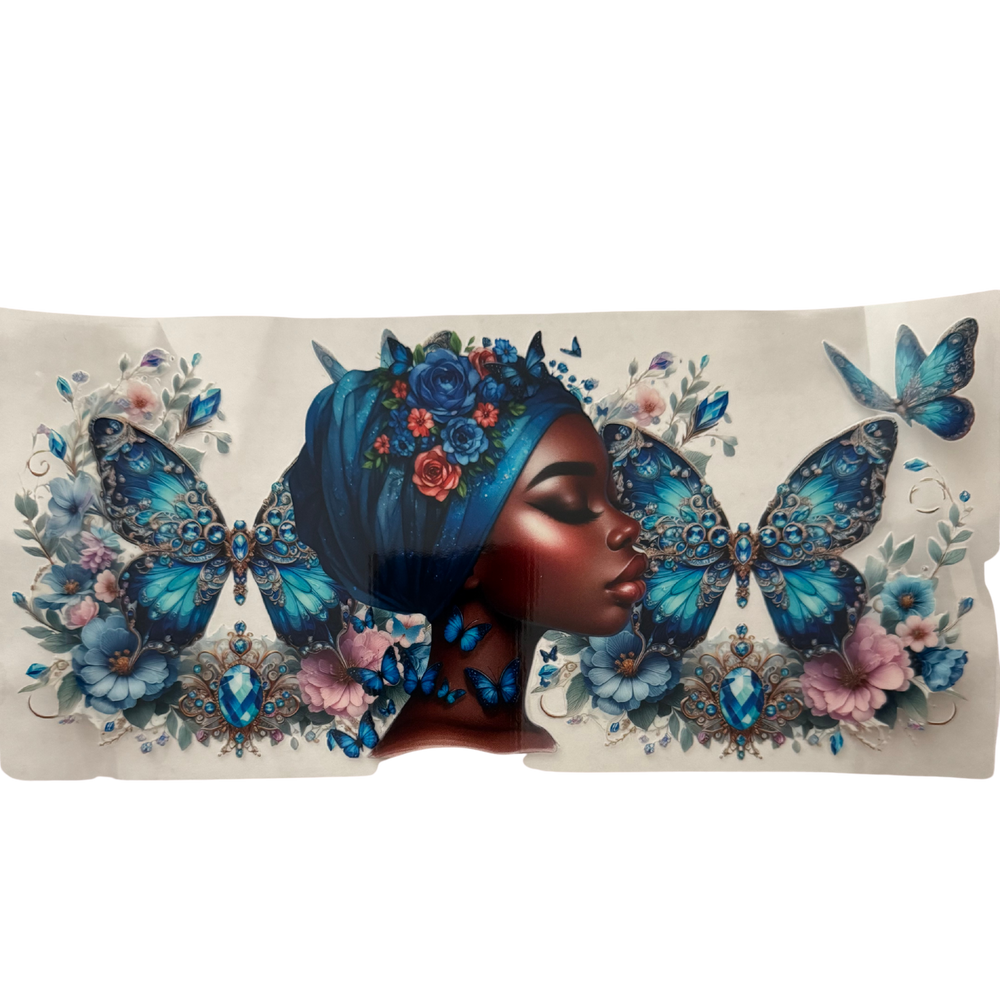 Blue Butterfly & Flowers